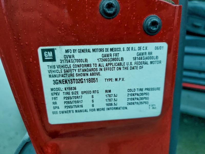 2002 CHEVROLET AVALANCHE #3304059548