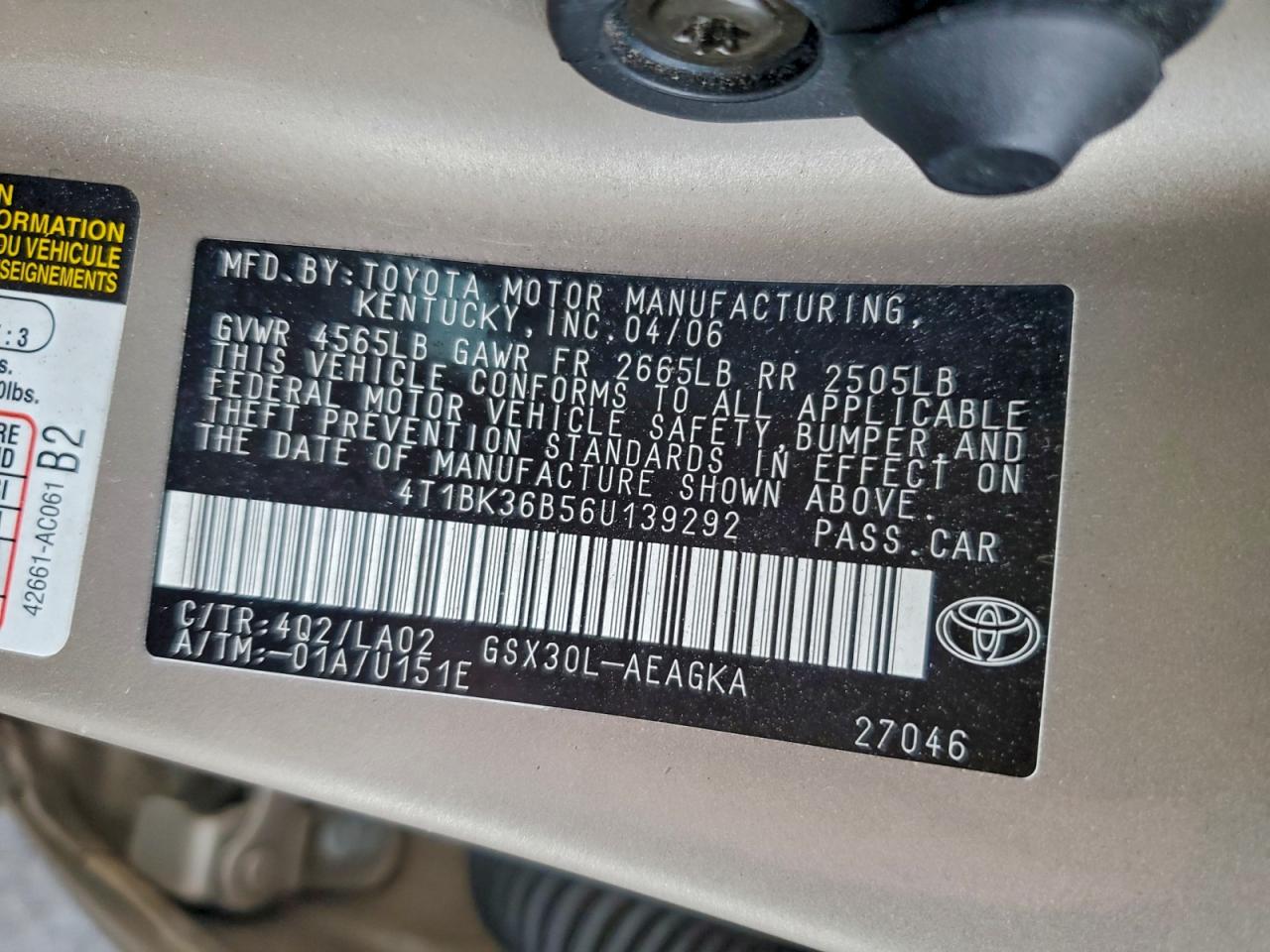 Lot #3311719231 2006 TOYOTA AVALON XL