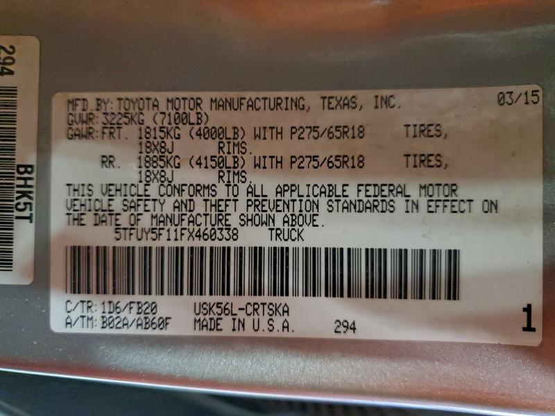 2015 TOYOTA TUNDRA DOU #3304002669