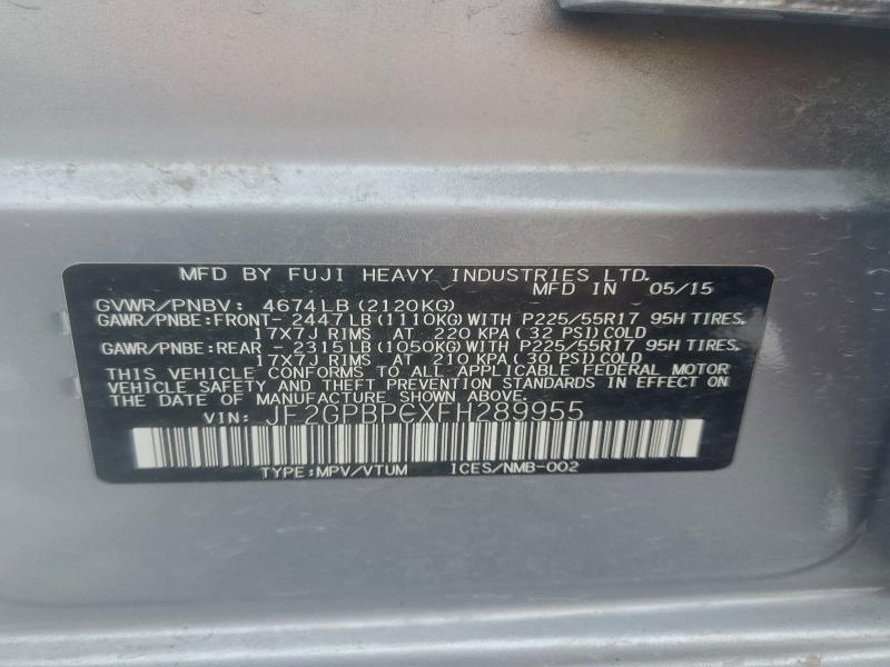 2015 SUBARU XV CROSSTR #3302734051