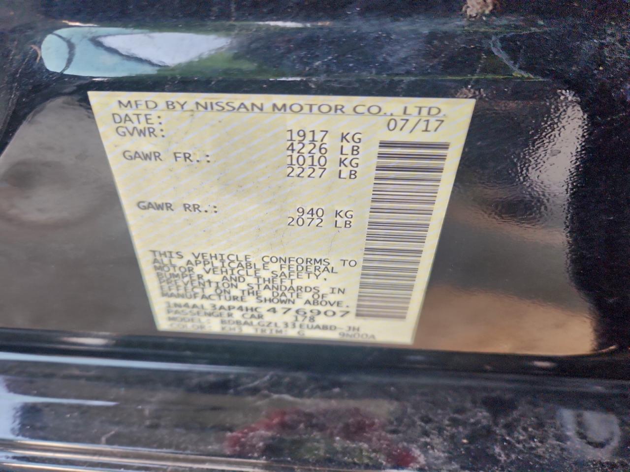 Lot #3311703239 2017 NISSAN ALTIMA 2.5