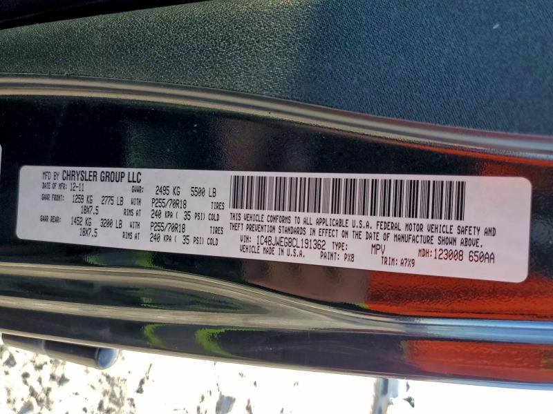 2012 JEEP WRANGLER U #3304579487