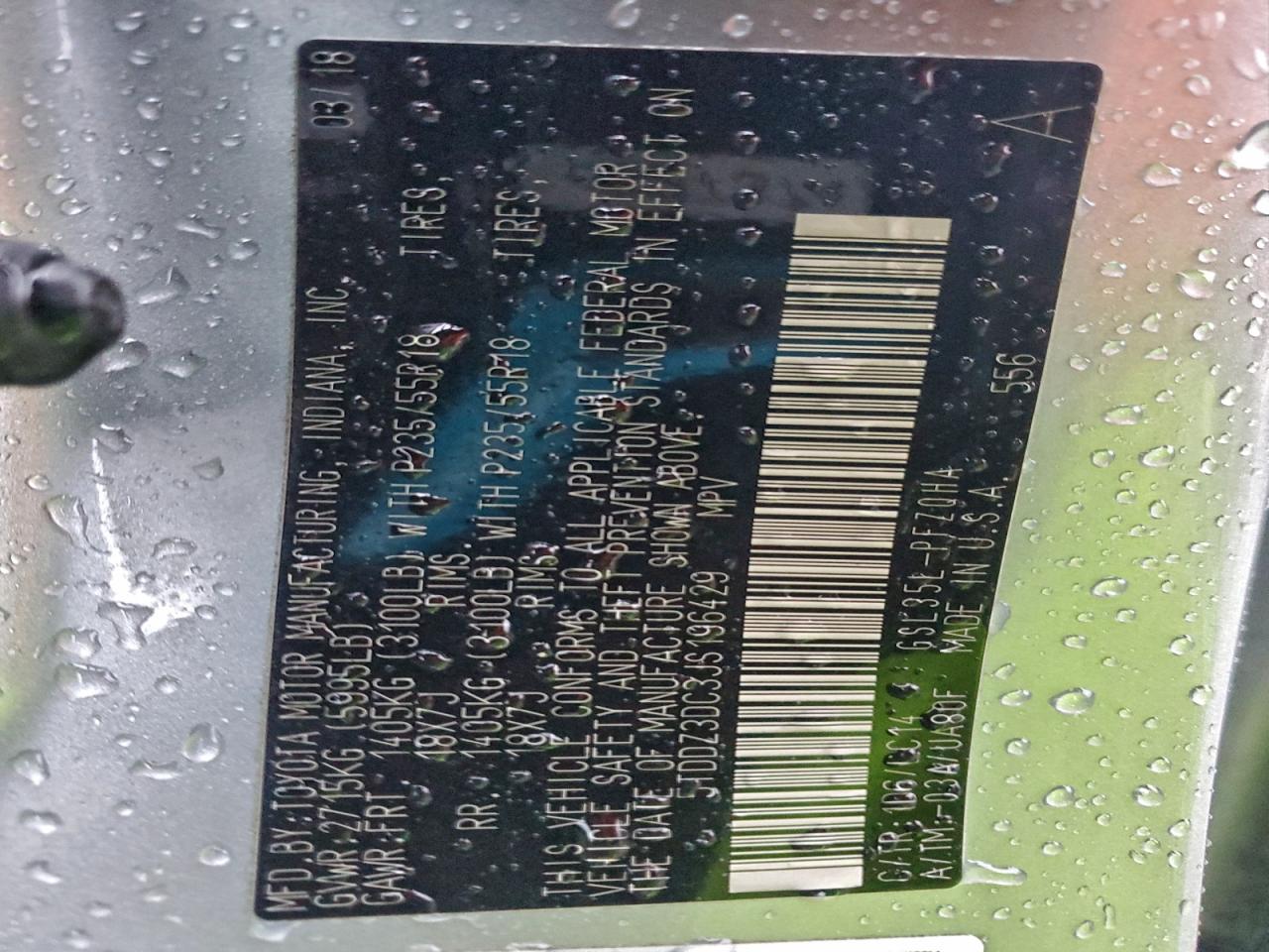 Lot #3310664757 2018 TOYOTA SIENNA XLE