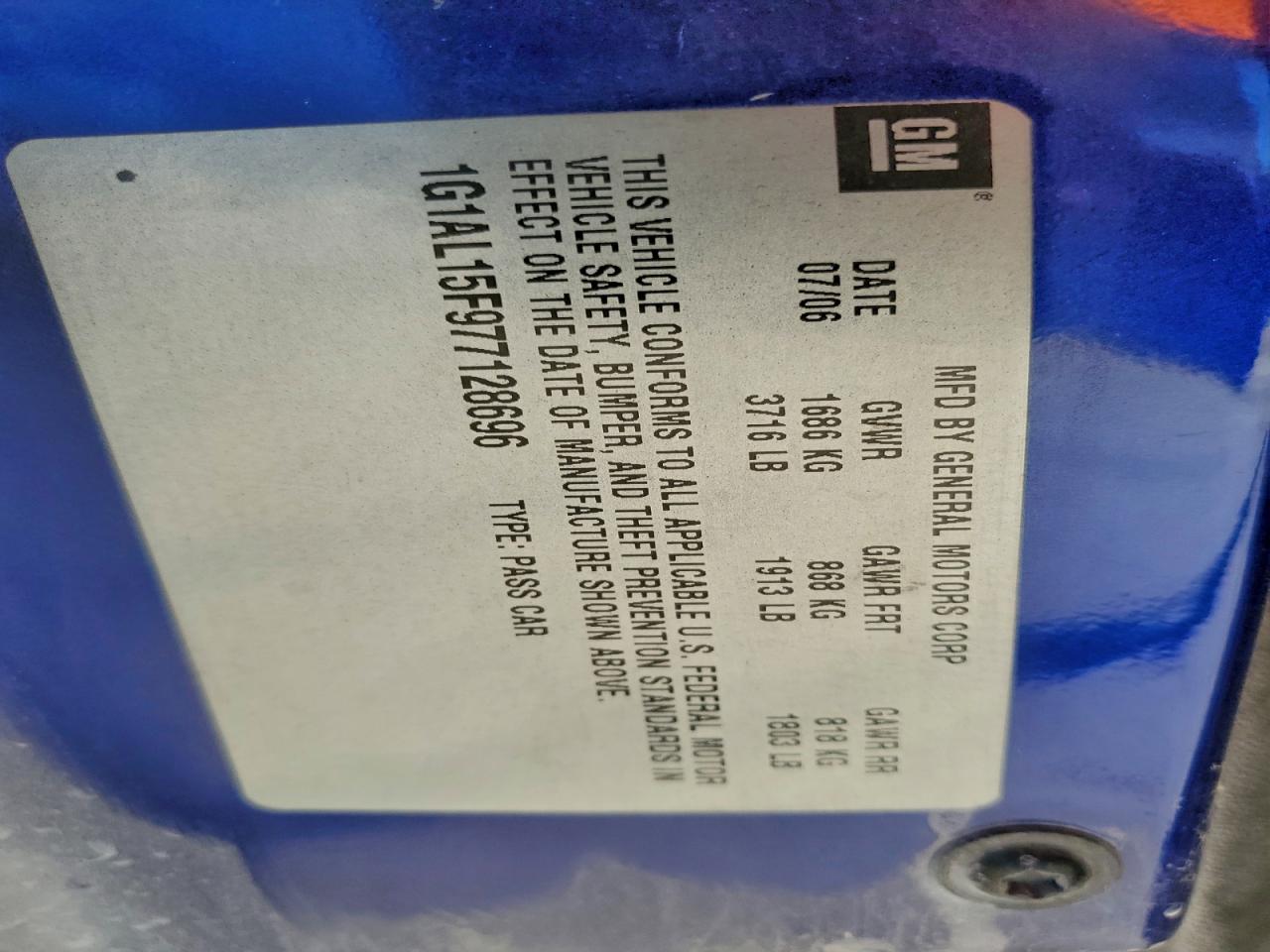 Lot #3315952086 2007 CHEVROLET COBALT LT