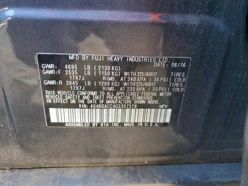 2016 SUBARU OUTBACK 2. #3312663191