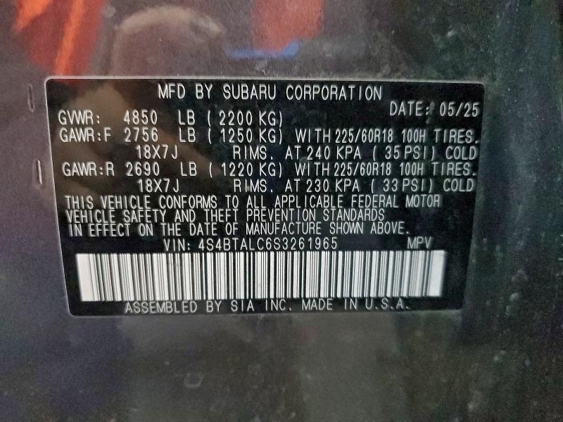 2025 SUBARU OUTBACK ON #3311501236