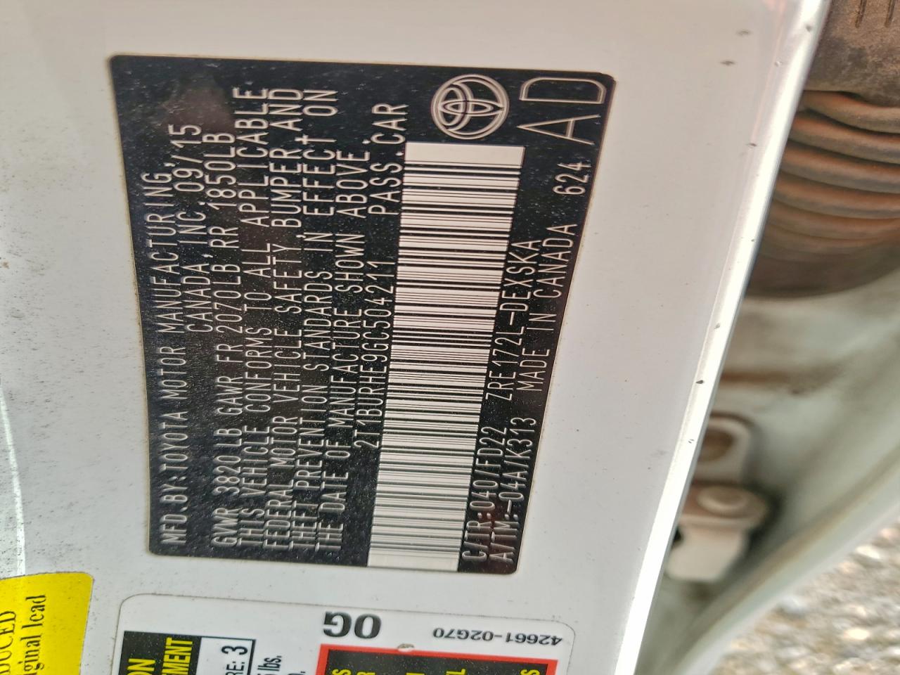 Lot #3311656283 2016 TOYOTA COROLLA L