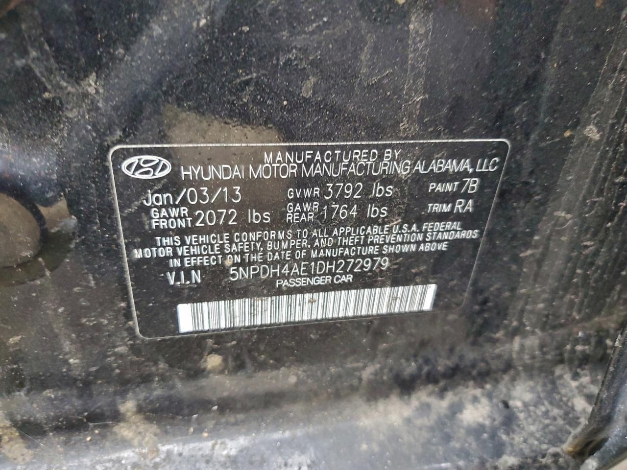 Lot #3318020374 2013 HYUNDAI ELANTRA GL