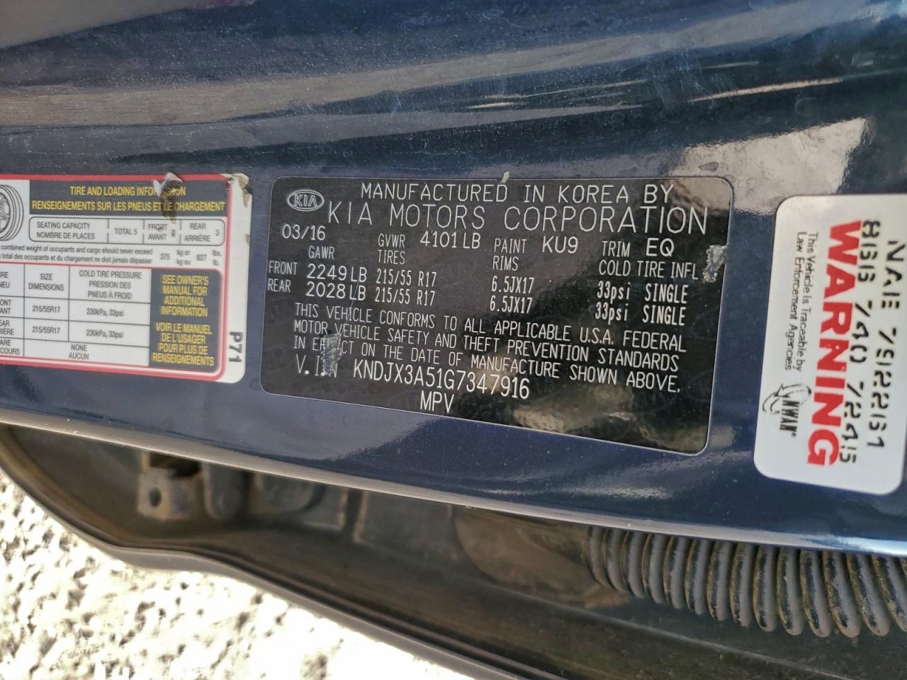 Lot #3305678727 2016 KIA SOUL !