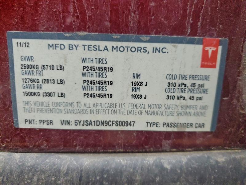 2012 TESLA MODEL S #3309616571