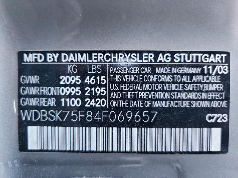 2004 MERCEDES-BENZ SL 500 #3302748009