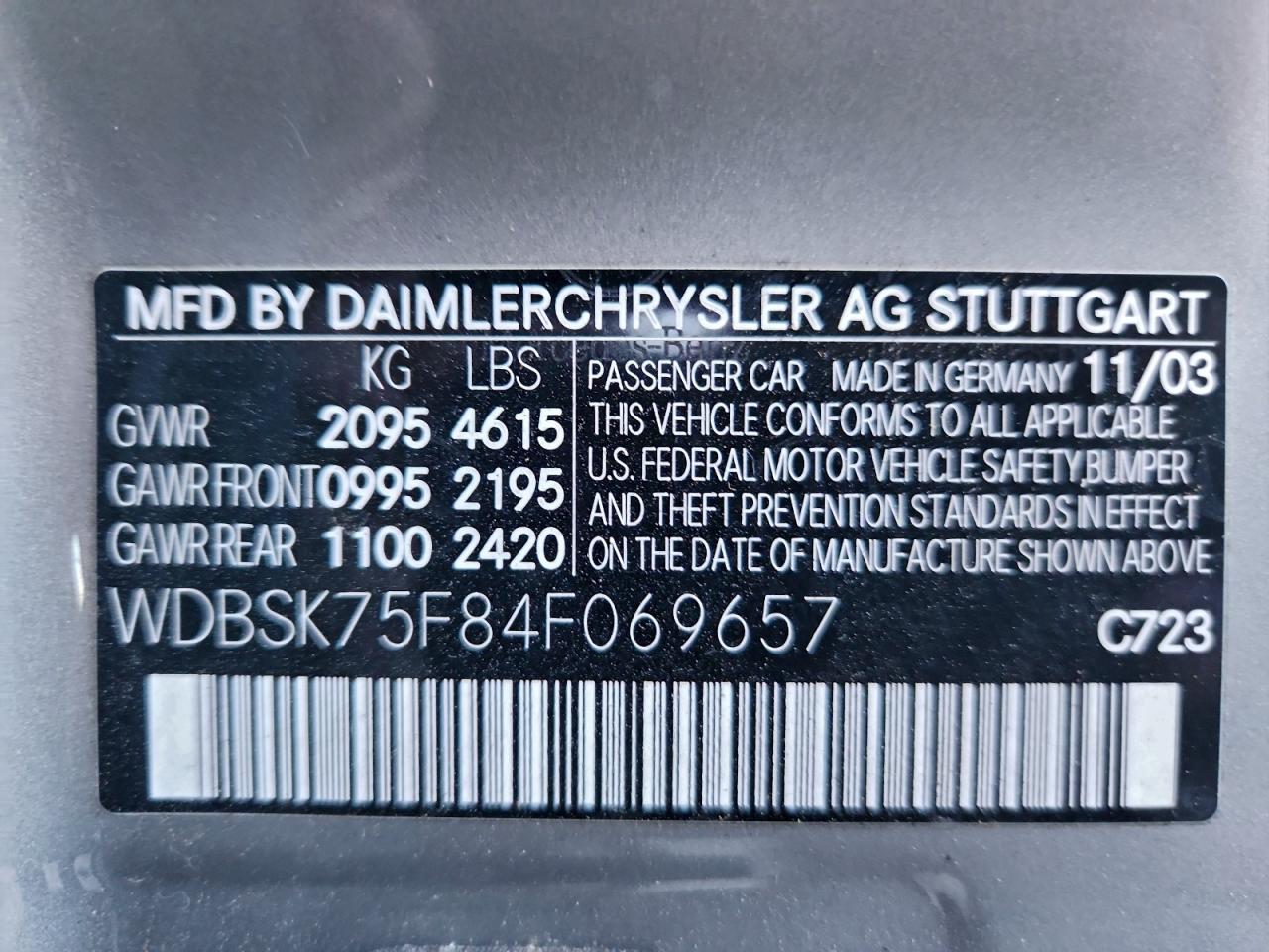 Lot #3302748009 2004 MERCEDES-BENZ SL 500