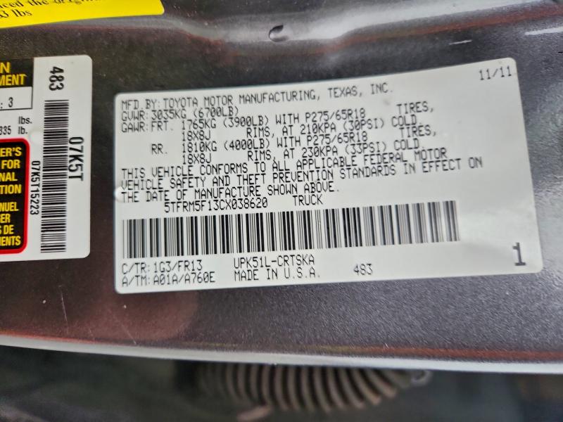 2012 TOYOTA TUNDRA DOU #3305346321