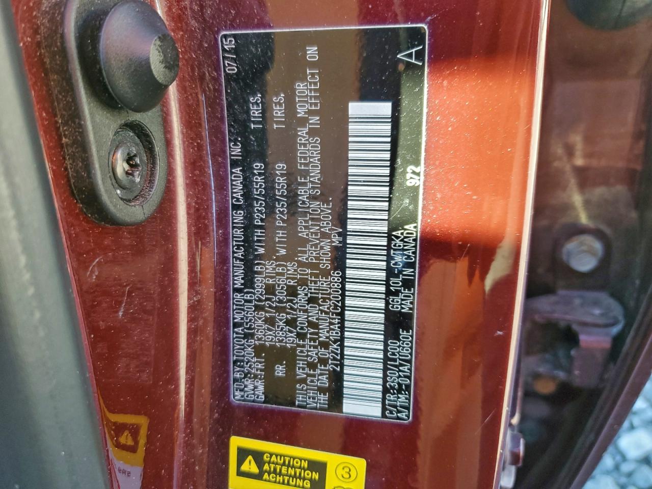 Lot #3305323318 2015 LEXUS RX 350