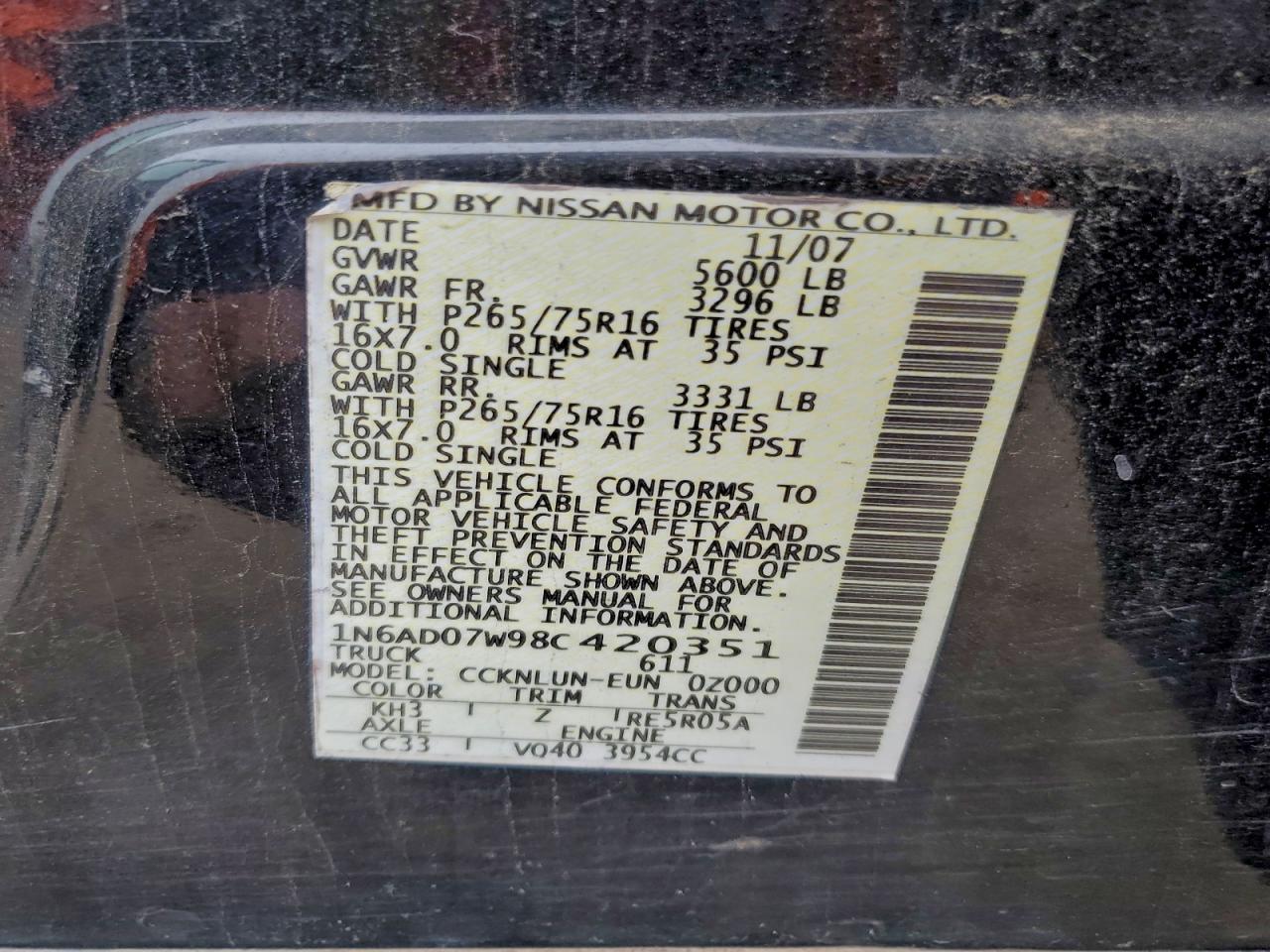 Lot #3311656284 2008 NISSAN FRONTIER C