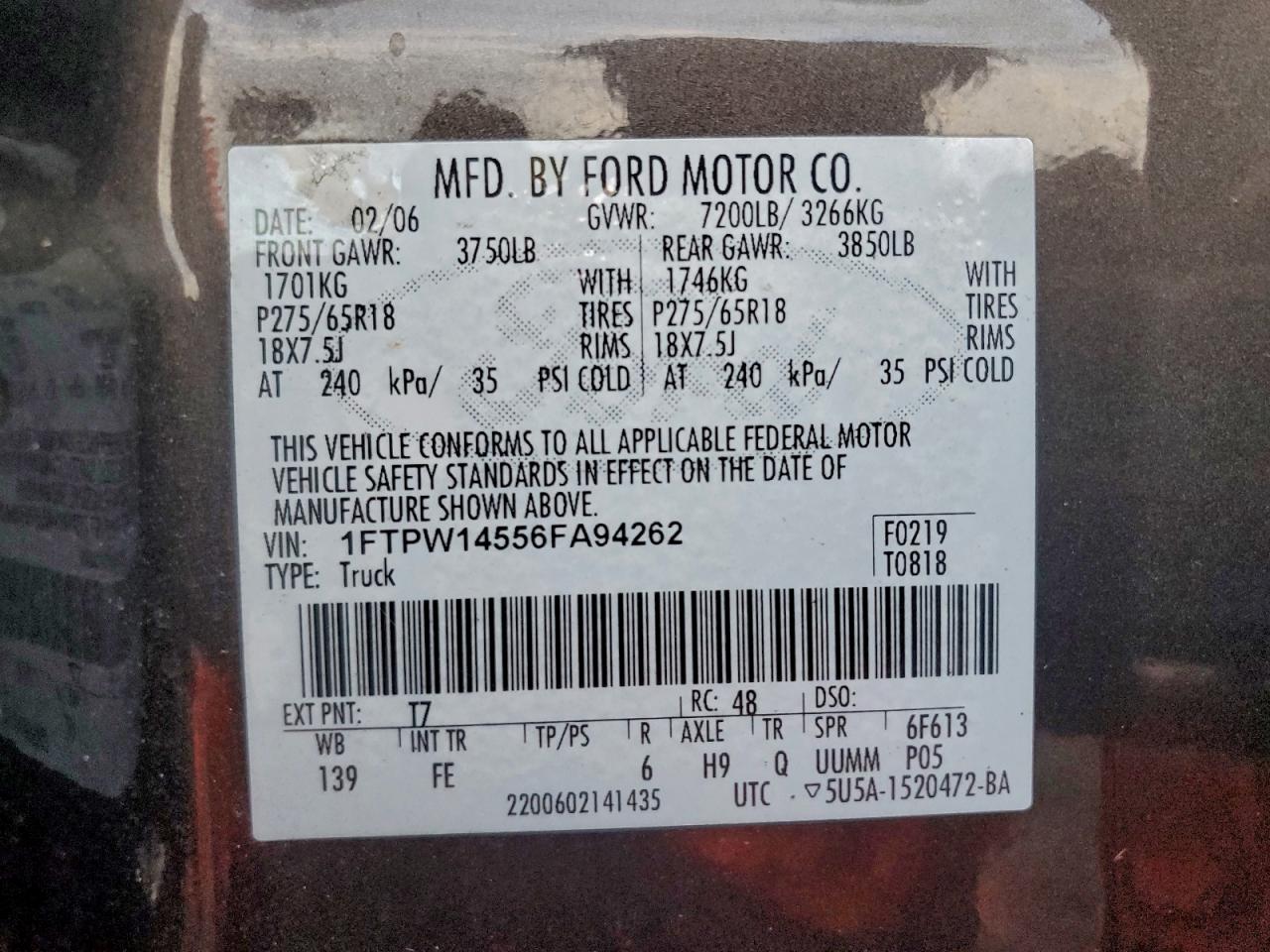 Lot #3311587797 2006 FORD F150 SUPER