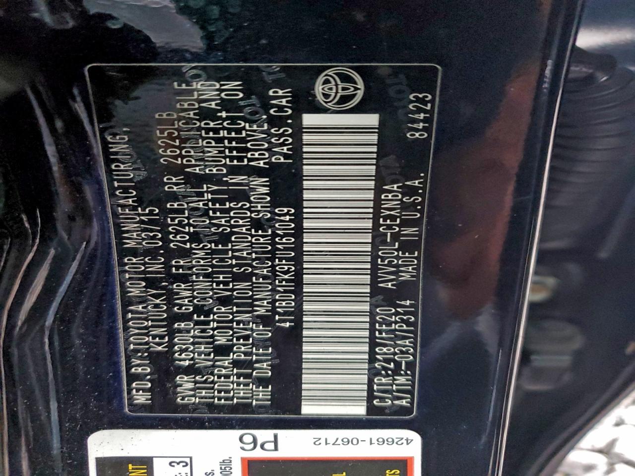 Lot #3311721229 2015 TOYOTA CAMRY HYBR