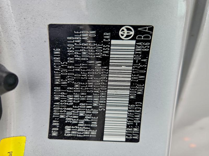 2015 TOYOTA COROLLA L #3311521232