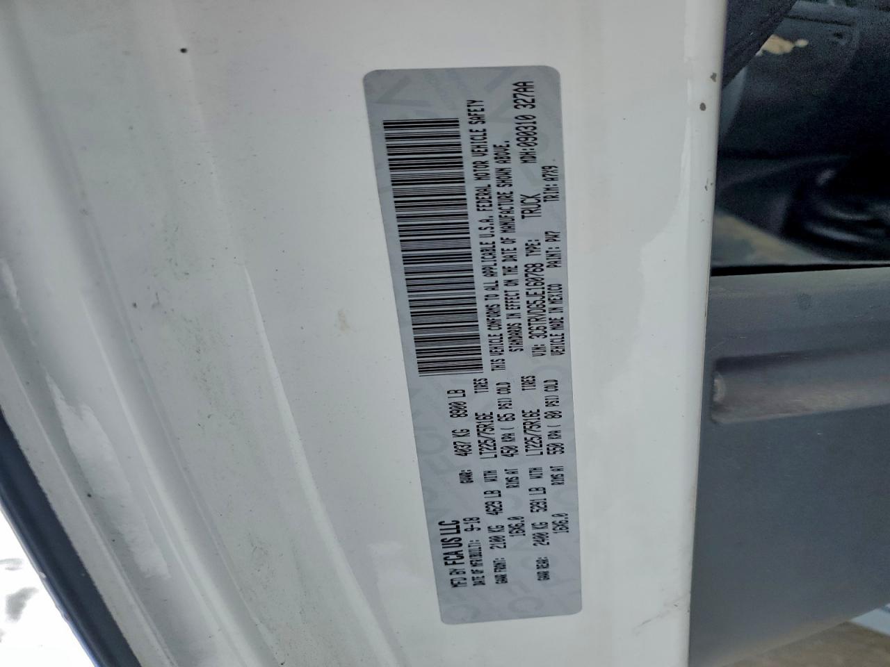 Lot #3304532444 2018 RAM PROMASTER