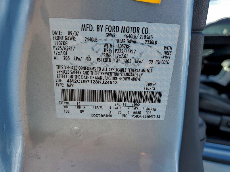 2008 MERCURY MARINER PR #3317786083