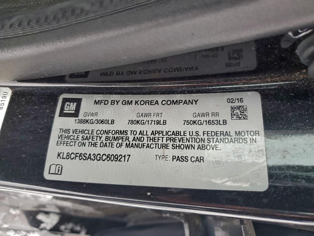 Lot #3309290621 2016 CHEVROLET SPARK 2LT