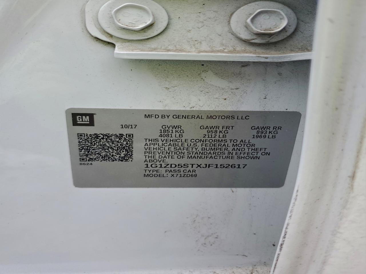 Lot #3310399016 2018 CHEVROLET MALIBU LT