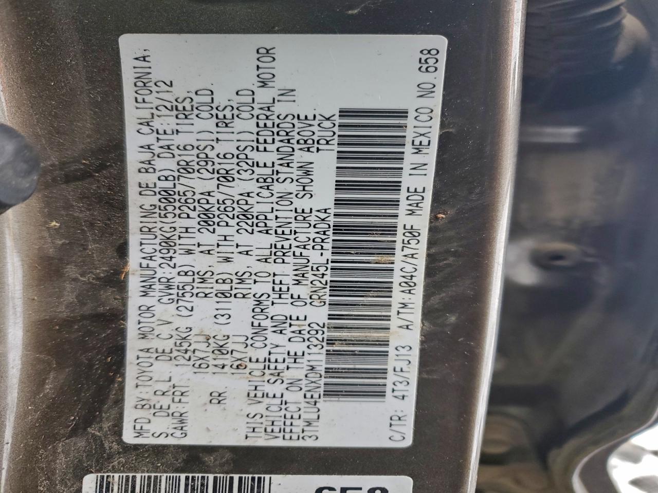 Lot #3309572617 2013 TOYOTA TACOMA DOU