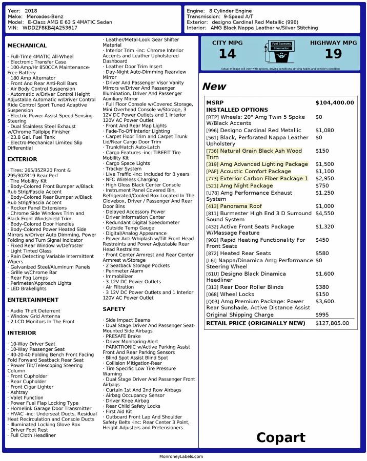 2018 MERCEDES-BENZ E 63 AMG-S #3312607206