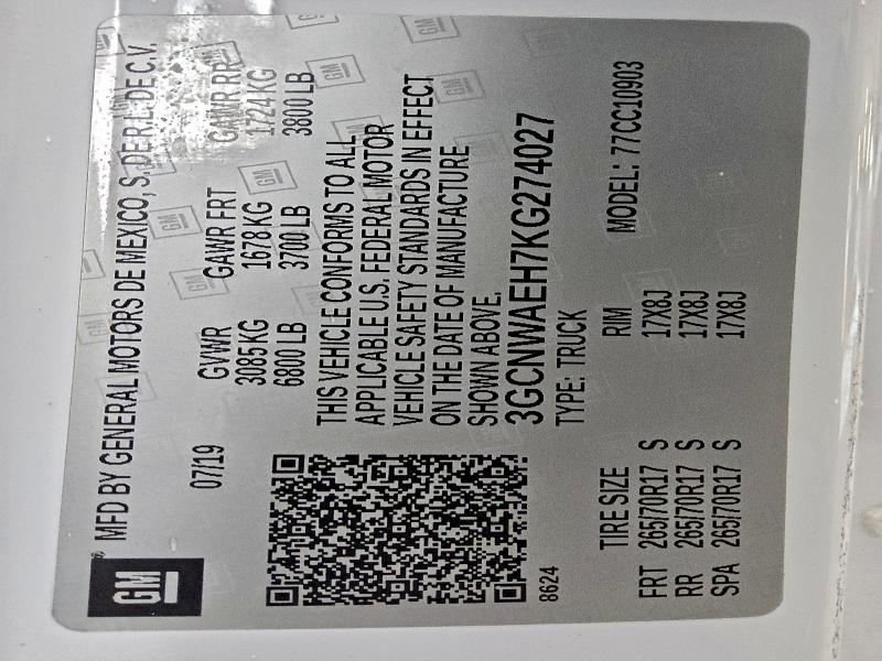 2019 CHEVROLET SILVERADO #3312291776