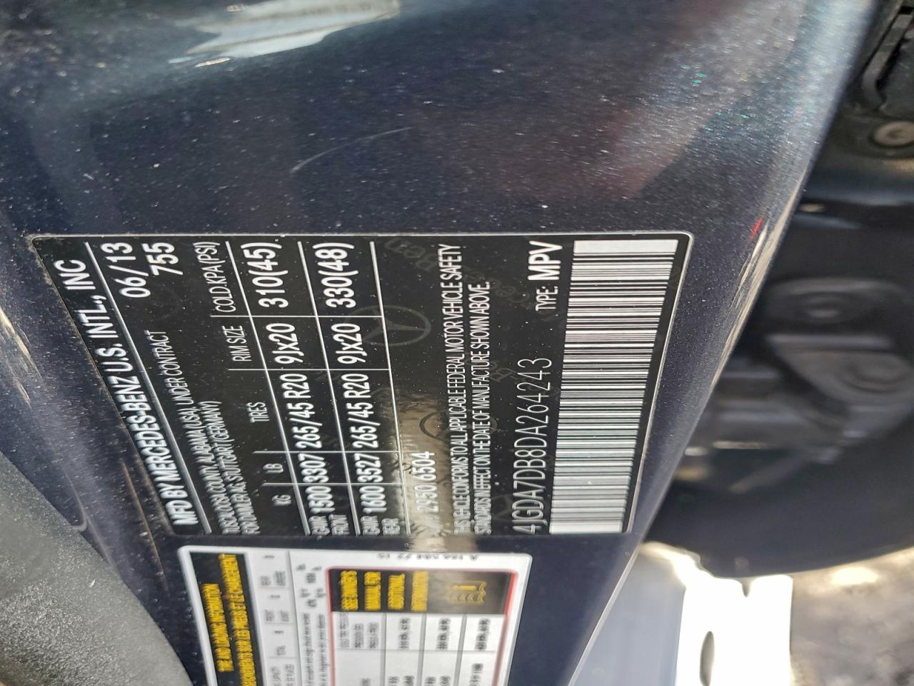 Lot #3316717412 2013 MERCEDES-BENZ ML 550 4MA