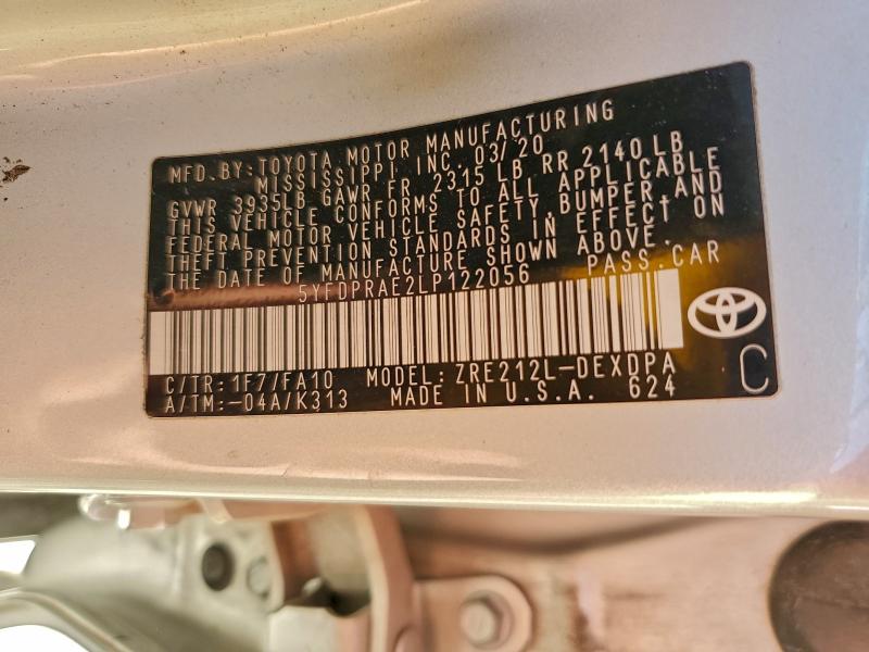 2020 TOYOTA COROLLA L #3304766928
