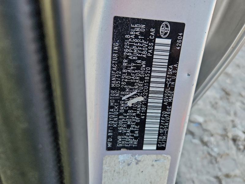 2012 TOYOTA CAMRY BASE #3305147020