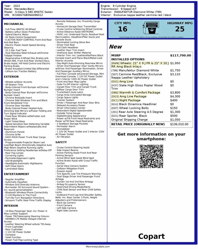 MERCEDES-BENZ S-CLASS 580 4MATIC