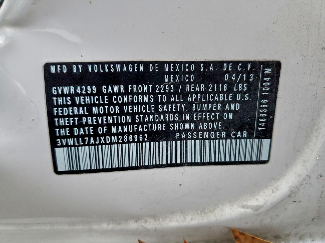 Lot #3316009798 2013 VOLKSWAGEN JETTA TDI