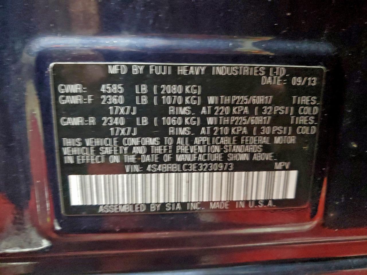 Lot #3311581789 2014 SUBARU OUTBACK 2.