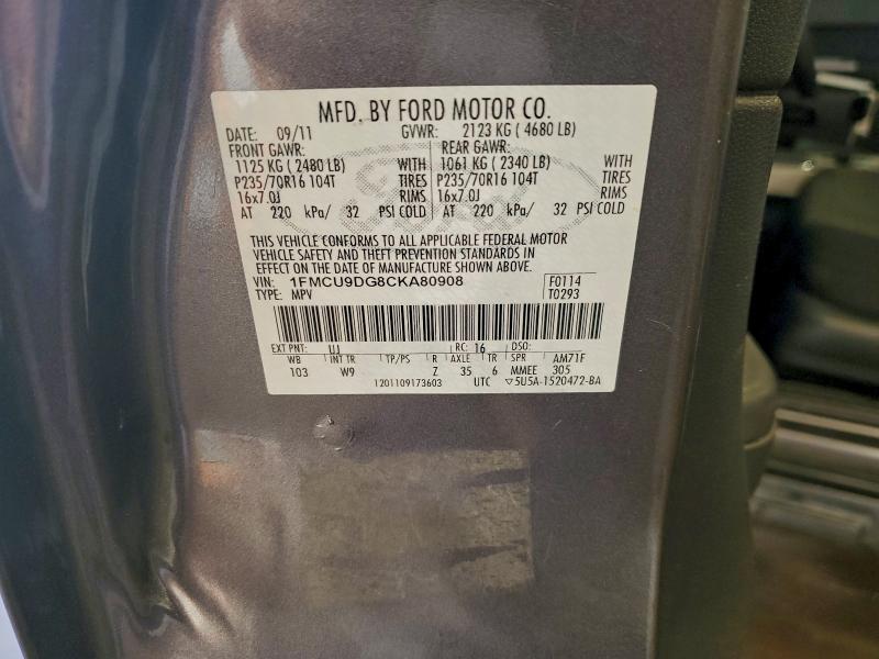 2012 FORD ESCAPE XLT #3302794916