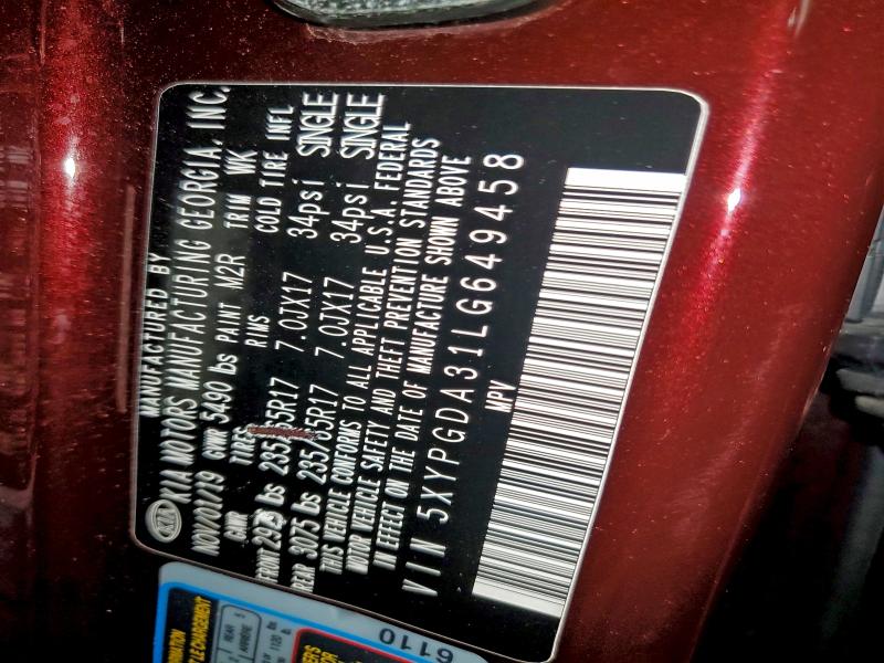 2020 KIA SORENTO L #3305397300