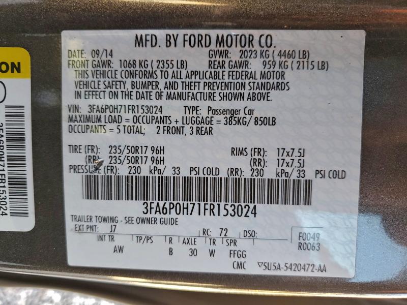 2015 FORD FUSION SE #3302766407