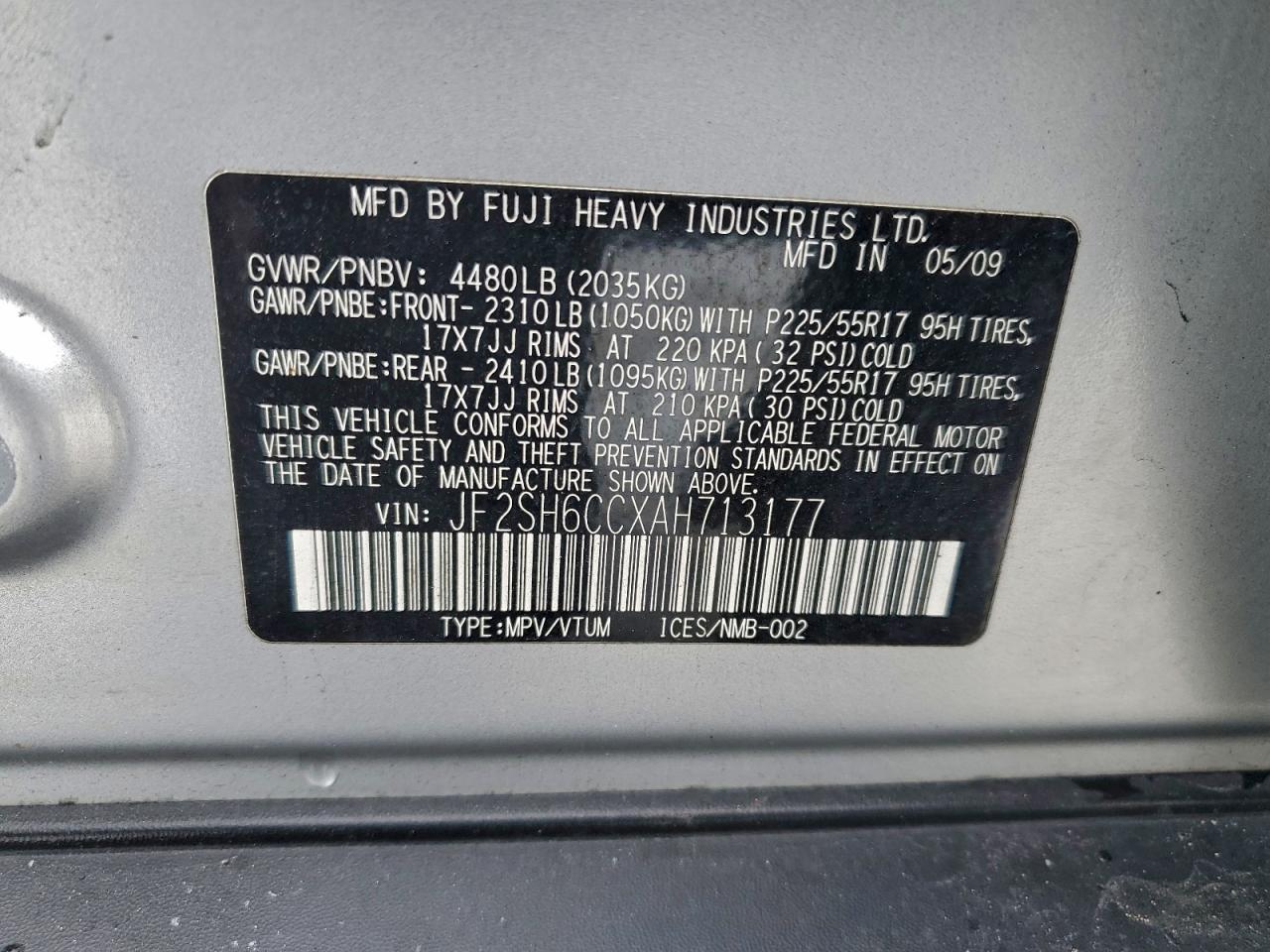 Lot #3309279625 2010 SUBARU FORESTER 2