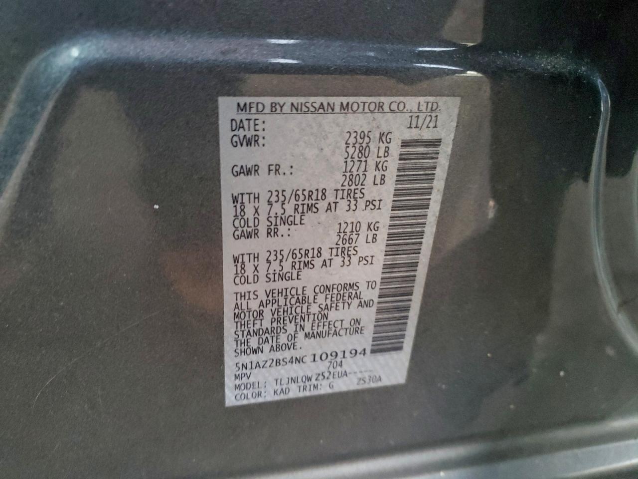 Lot #3316715479 2022 NISSAN MURANO SV