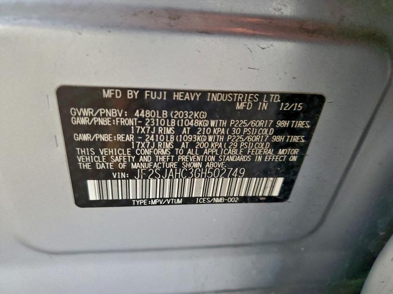 2016 SUBARU FORESTER 2 #3303707549