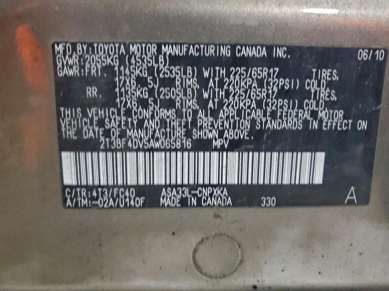 Lot #3302889910 2010 TOYOTA RAV4