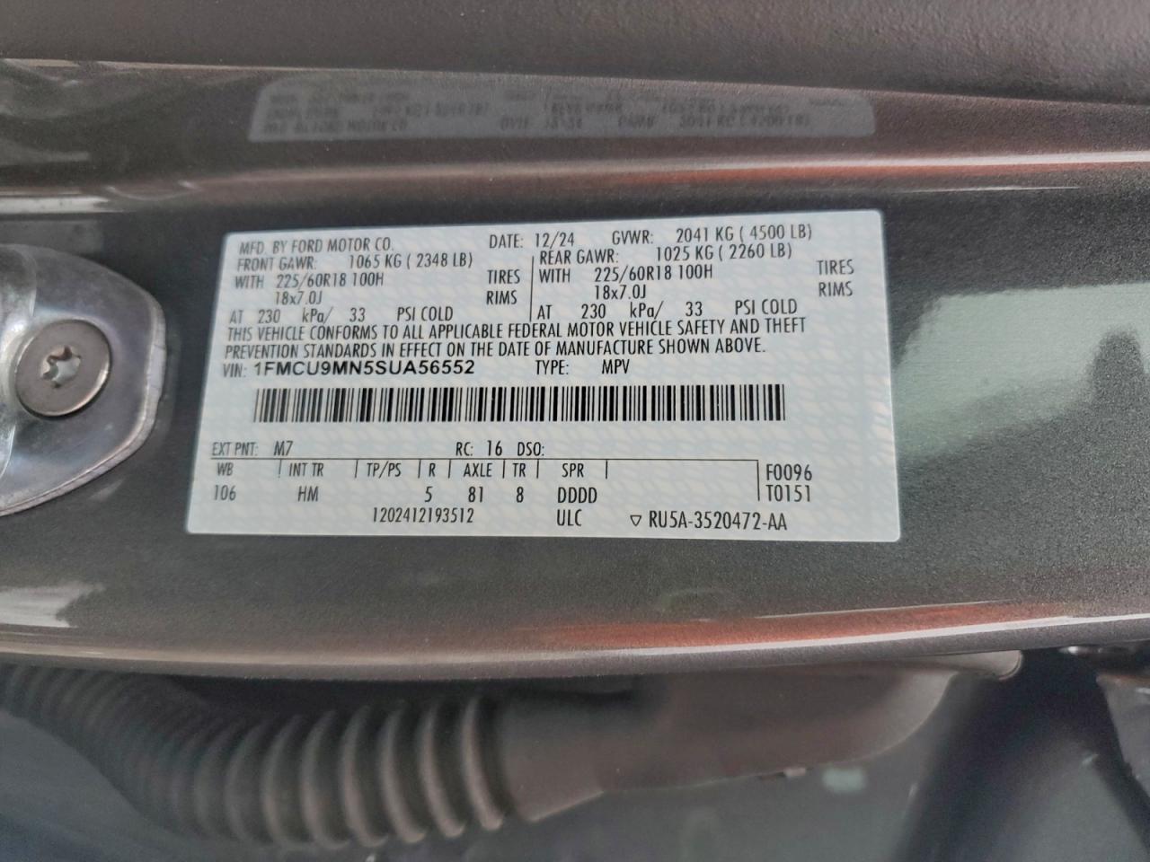 Lot #3308298178 2025 FORD ESCAPE ST