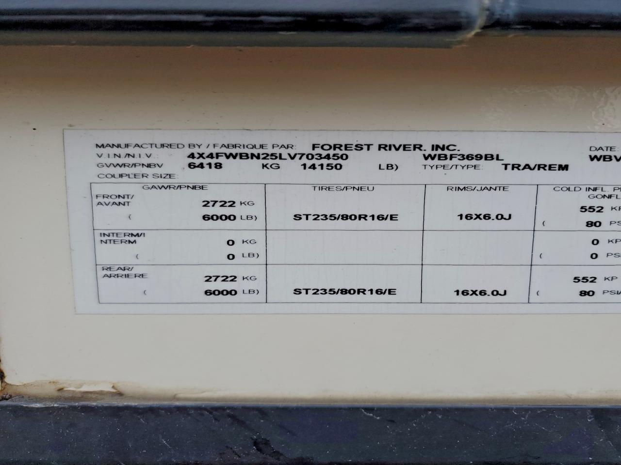 Lot #3315949080 2020 WILDWOOD HERITAGE G