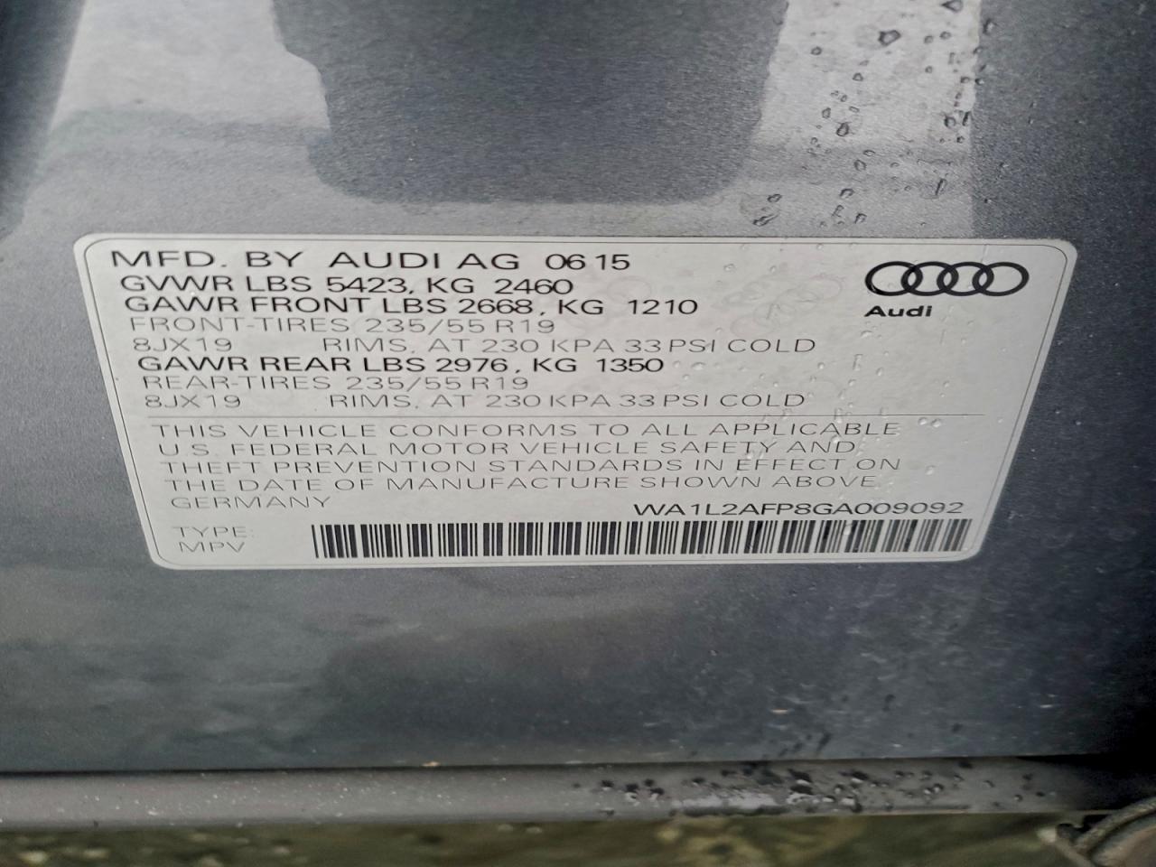 Lot #3311709234 2016 AUDI Q5 PREMIUM