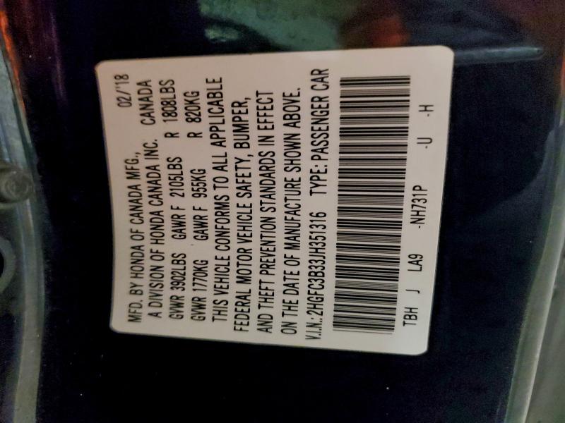 2018 HONDA CIVIC EX #3304766963