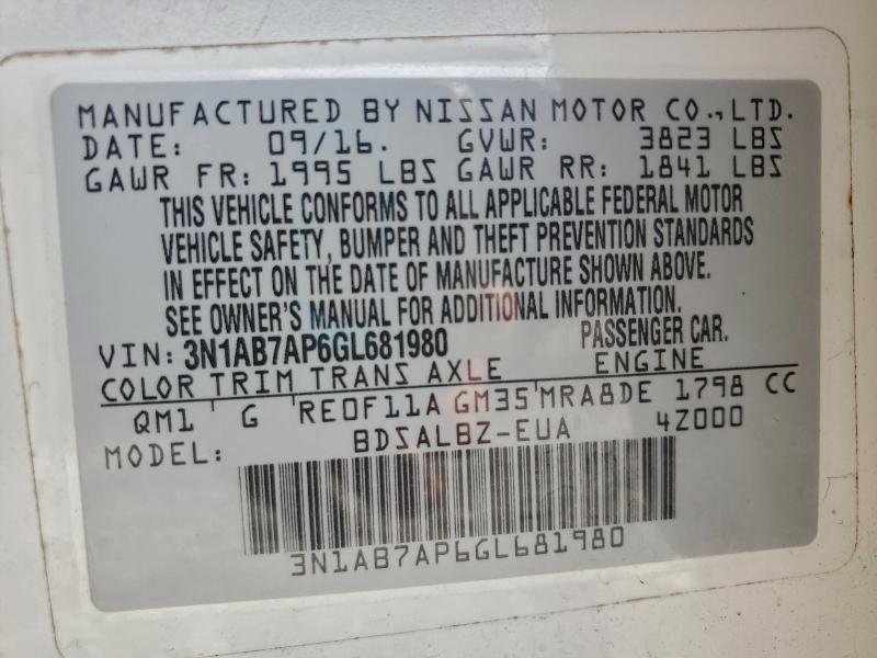 2016 NISSAN SENTRA S #3315891095