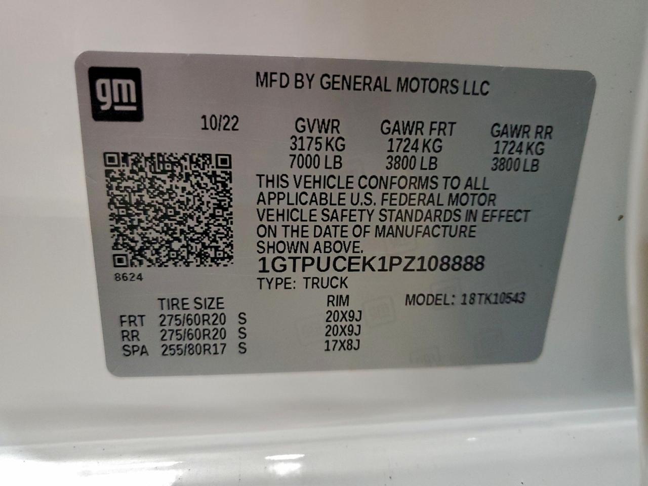 Lot #3301859965 2023 GMC SIERRA K15