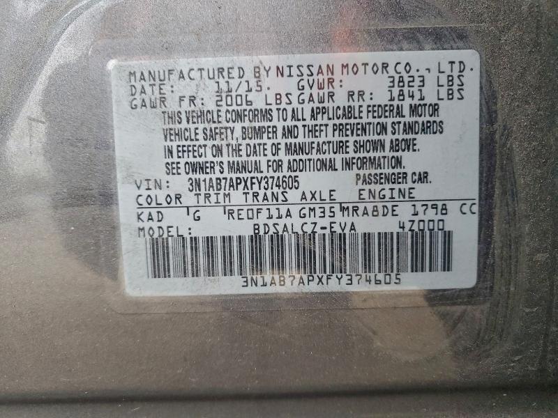 2015 NISSAN SENTRA S #3309627102