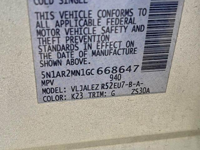 2016 NISSAN PATHFINDER #3302644019